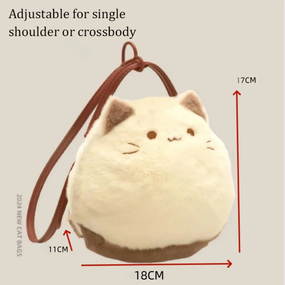 Süße Clutch Tasche Plüsch Rucksack Fellige Katzentasche Entzückende Kätzchen Handtasche für Frauen Kinder Cartoon 2025 Neue Kätzchen Handtasche