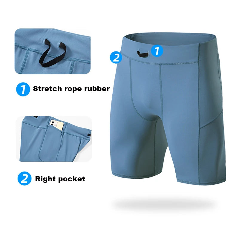 Kompressionsshorts Herren Schnell Trocknend Bodybuilding Tights Shorts Fitness Leggings Elastischer Bund Sportshorts Kurze Hose Gym Laufsport Herren