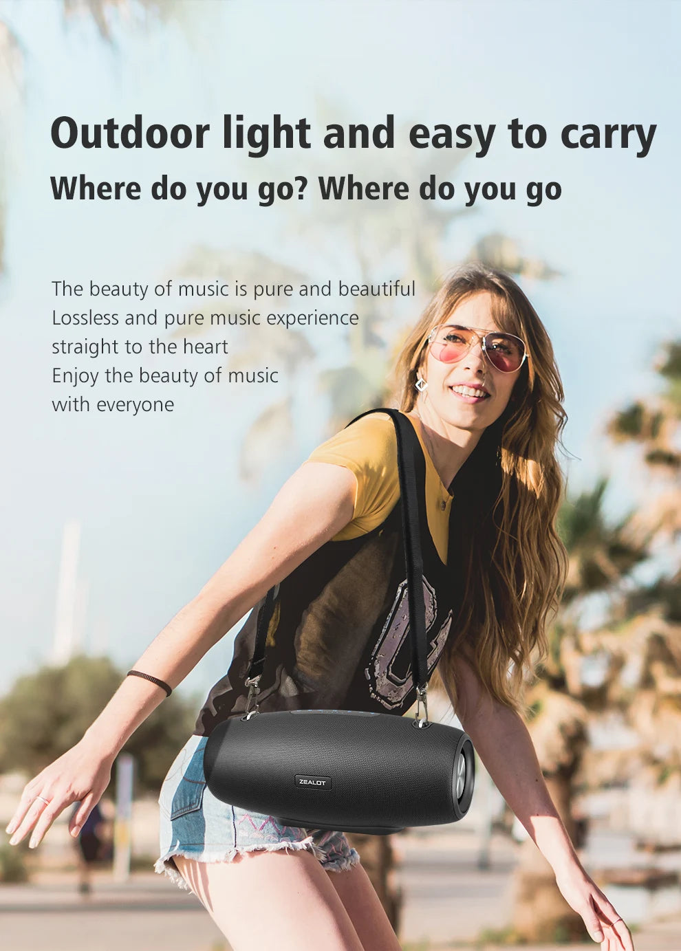 ZEALOT-S67 60W Tragbarer Bluetooth-Lautsprecher Outdoor Party-Lautsprecher Großer lauter Lautsprecher Exzellente Bassleistung Hifi-Lautsprecher