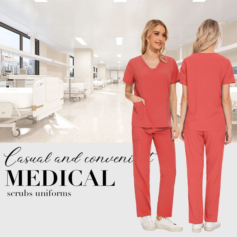 Niaahinn Scrubs Uniforms Sets Großhandel Medizinische Kasacks Stretch-Anzug Gesundheitswesen Pflegeuniform Unisex OP-Kasacks Damen Herren