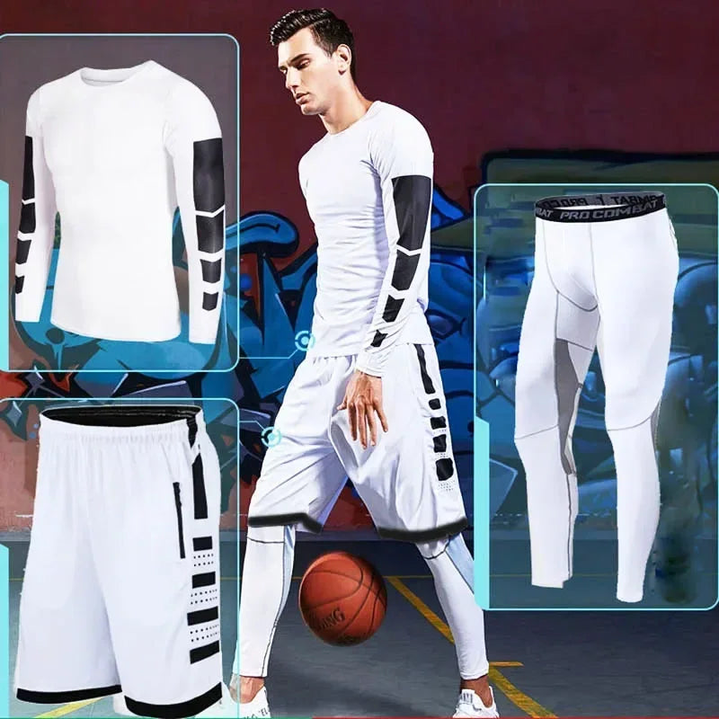 Herren Lauf-Trainingsanzug Fitness Sportbekleidungs-Set Kompressions-Leggings Sportkleidung Gym Enganliegende Jogginghose Rash Guard Lycra