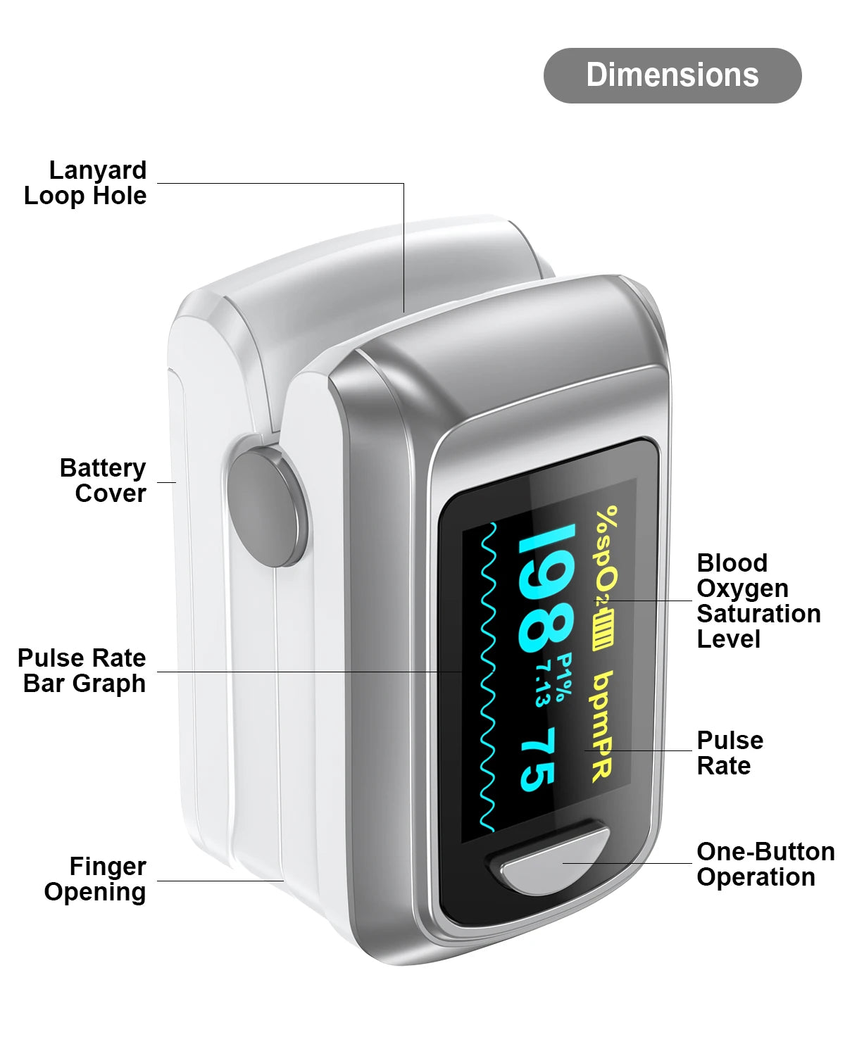 【Lokalversand】HealthTree Fingerpulsoximeter Blutsauerstoffsättigung SpO2 PI Oximeter Pulsoximeter Bluetooth APP-Steuerung