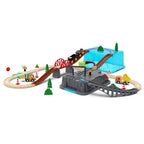 55tlg/Set Holzeisenbahn Gleis-Set Elektrischer Zug Magnetisches Auto Druckguss-Slot Passend für alle Marken Birke Holzschienen-Montagespielzeug Jungen-Geschenk