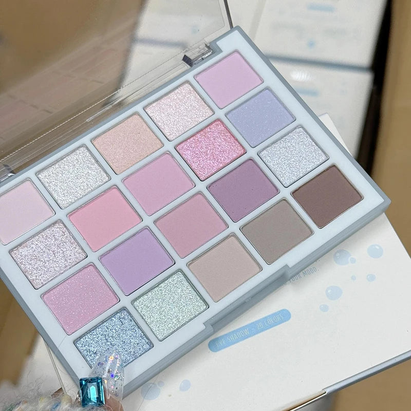 DIKALU 20-Farben Koreanische Lidschatten-Palette mit geringer Sättigung Matt Wasserfest Braun Rosa Lidschatten-Palette Langanhaltendes Tages-Make-up