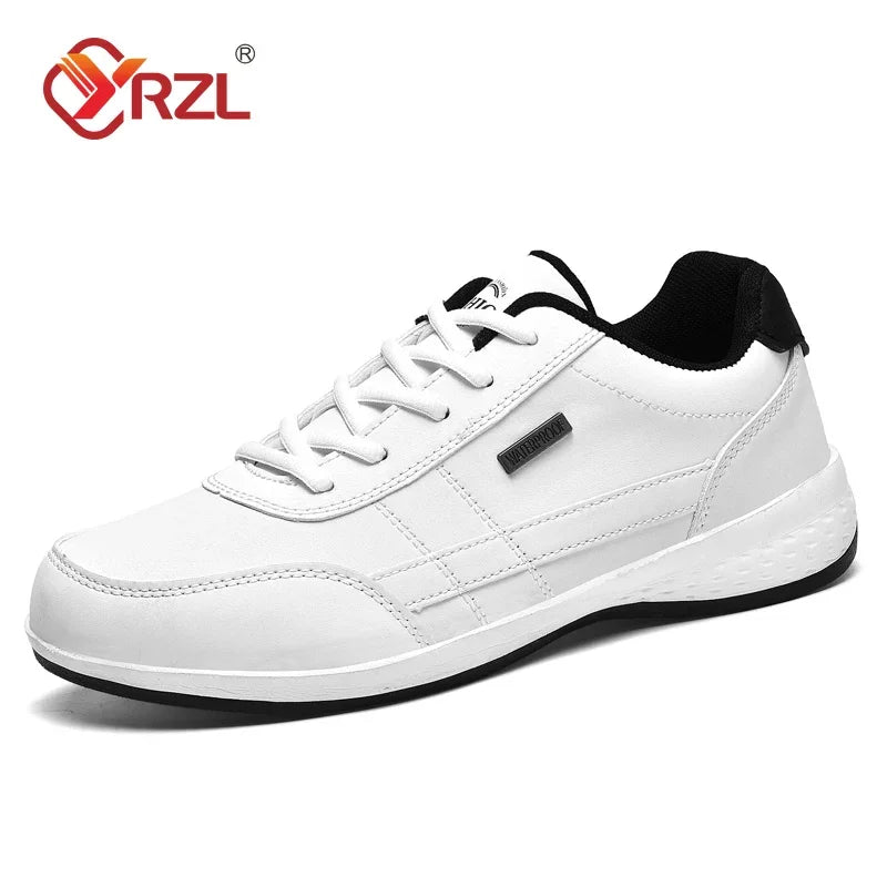 YRZL Herrenschuhe Frühling Herbst Wasserdichte Wandersneaker Freizeit Herren Ledersportschuhe Rutschfeste Tennisschuhe für Herren