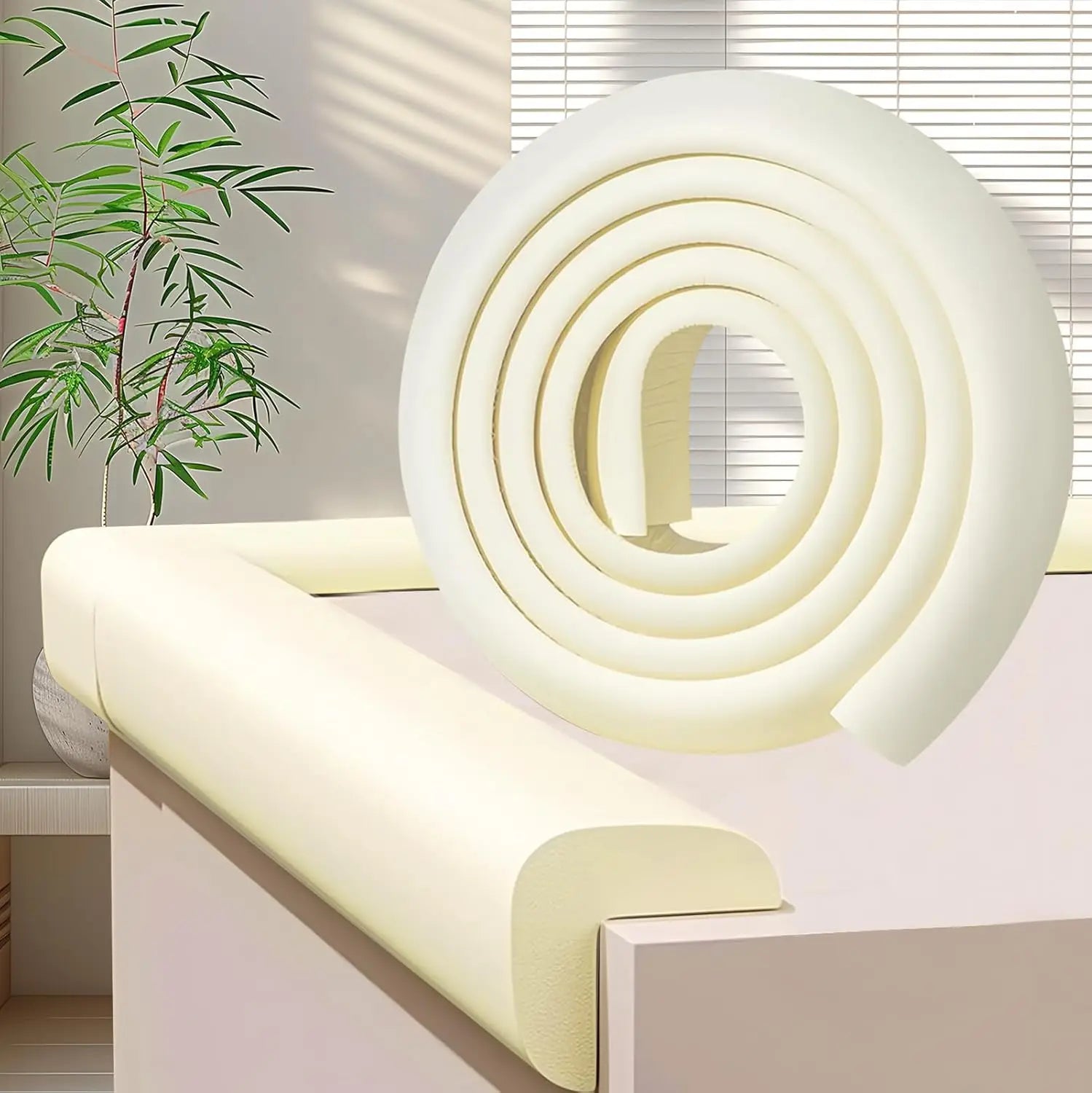 1 Rolle Baby-Sicherheits-Tischkantenschutzstreifen mit 4 selbstklebenden Eckenschützern aus weichem NBR-Schaum, Baby-Eckenschutz
