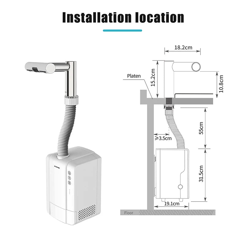 AIKE 2-in-1 Automatic Sensor Tap Hand Dryer Stainless Steel Integrated Basin Faucet High Speed Air Hand Drying Device AK7120