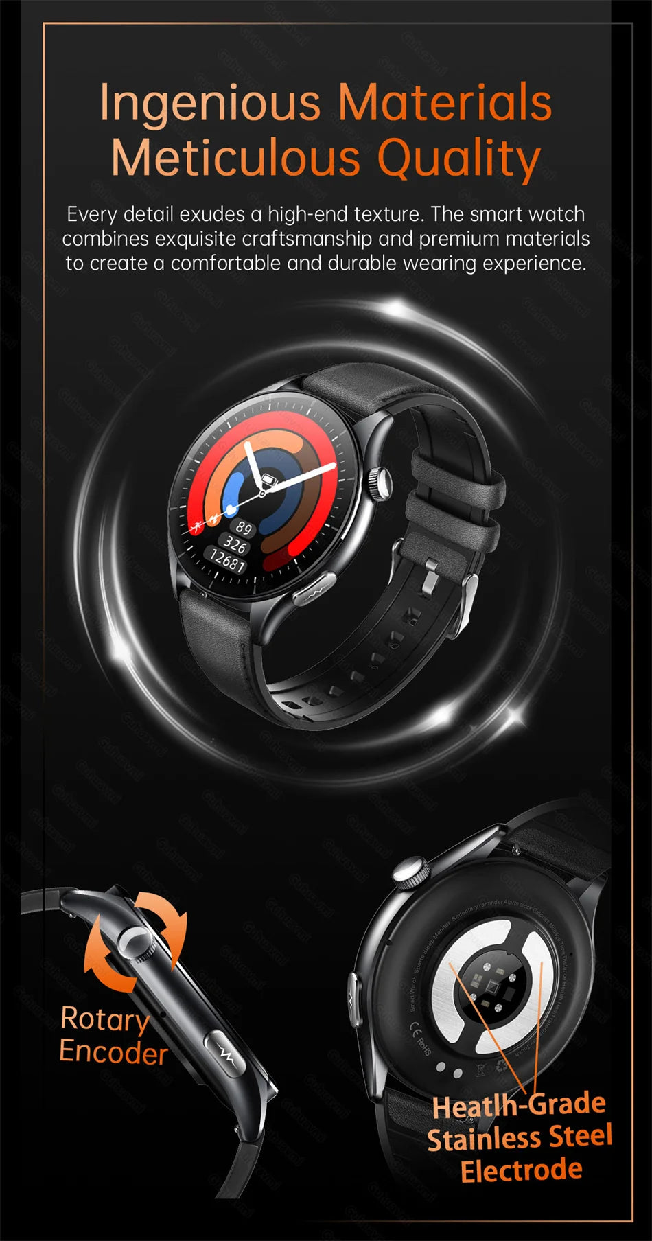 2026 Neue Smartwatch NFC EKG+PPG Blutsauerstoff Harnsäure Blutdruck Saphir Smartwatch Herren für Android iOS Smartwatch Herren