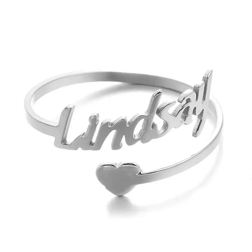 Personalisierter, individueller Liebesnamensring, modische Paarringe zum Valentinstag, Freundinnen-Geschenk, Herz-Ehering, Damenschmuck