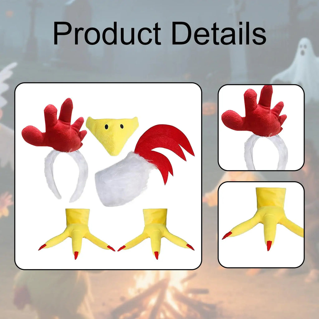Hühnerkostüm-Set, auffälliges Neuheiten-Verkleidungs-Requisit für Fotobox, Cosplay für Thanksgiving-Partys, Events, Aufführungen, Rollenspiele