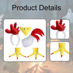 Hühnerkostüm-Set, auffälliges Neuheiten-Verkleidungs-Requisit für Fotobox, Cosplay für Thanksgiving-Partys, Events, Aufführungen, Rollenspiele