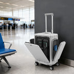 Moderner 20-Zoll PC-Gepäckkoffer, Aluminiumlegierung, Hartschale, Reisekoffer mit 4 Rollen, 3-Öffnungs-Struktur für Reisen