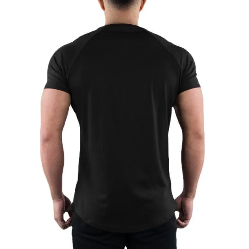 Herren Sommer Fitness Einfarbiges Gym T-Shirt Bekleidung Rundhals Kurzarm T-Shirt Baumwolle Slim Fit T-Shirt Bodybuilding Workout T-Shirts Oberteile