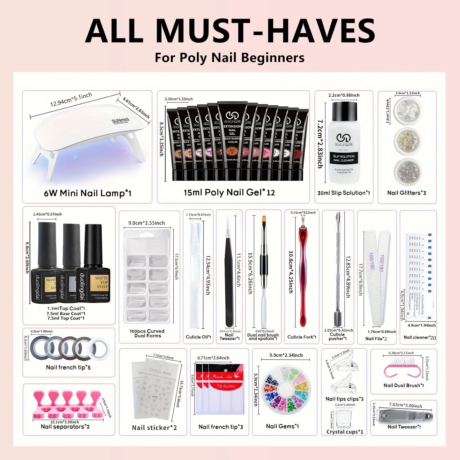 39-teiliges Nagelverlängerungs-Gel-Kit – enthält alle grundlegenden Nagelwerkzeuge, einfach zu bedienen für Anfänger. Einfaches Aufbaugel für Salon-Nägel Hauptbild