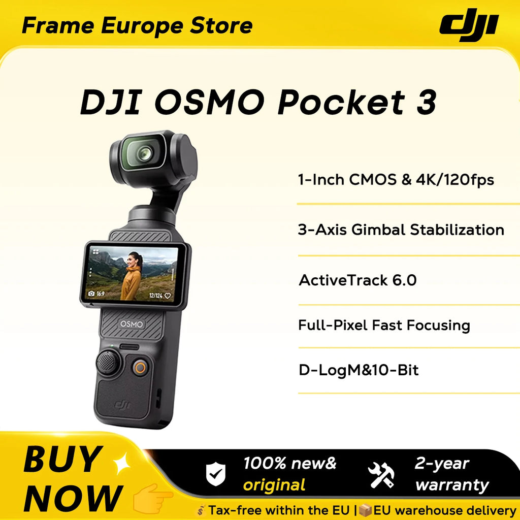 DJI OSMO Pocket 3 Leistungsstarker 1-Zoll-Sensor 4K/120fps 2-Zoll Drehbares Touchscreen Original Brandneu EU-Lagerbestand
