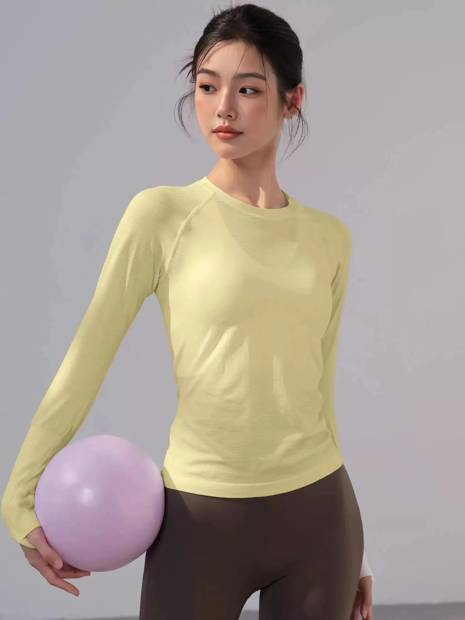 Damen Outdoor Sportshirt Yoga Wear Fitness T-Shirt Laufshirt Workout Top Damen Langarm Sportbekleidung Trainingskleidung Fitnessstudio