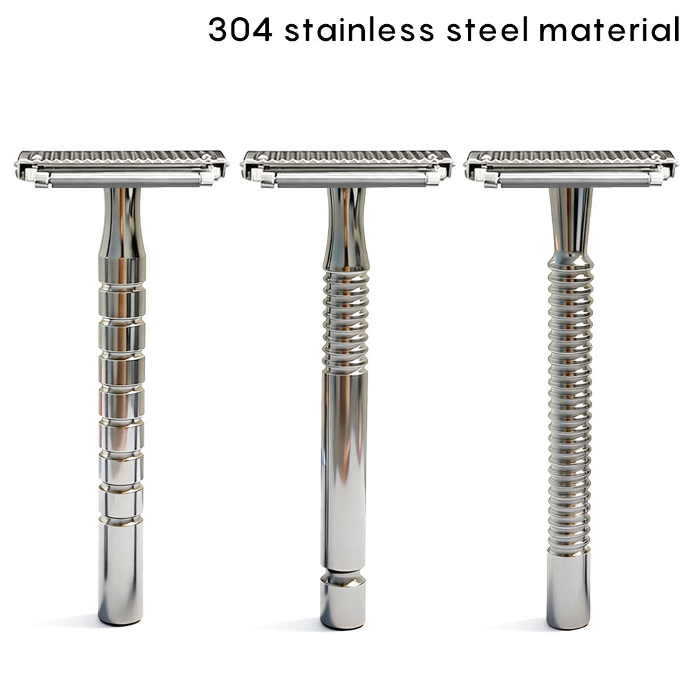 Shavcooo Glide Pro 4D Edelstahl Sicherheitsrasierer Umweltfreundlicher Dual-Halb-Rasierer für Herren und Damen Geschenkset mit Reiseetui