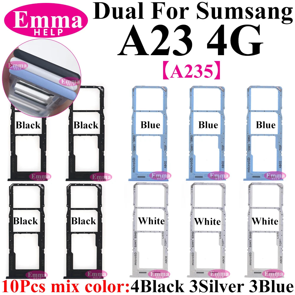 10Pcs Dual-Karten-Telefon-SIM-SD-Kartenfach für Samsung Galaxy A14 A24 A34 A54 A13 A23 A33 A53 A73 SIM-Kartenhalter-Adapter-Schublade