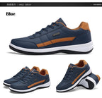YRZL Herrenschuhe Frühling Herbst Wasserdichte Wandersneaker Freizeit Herren Ledersportschuhe Rutschfeste Tennisschuhe für Herren