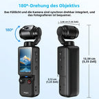 4K HD-Videokamera mit 1,9" CMOS, wiederaufladbar über USB, 180° drehbarer Action-Camcorder für Vlogging, Live-Streaming