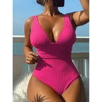 Tiefer V-Ausschnitt Einteiler Damen 2024 Push Up Bademode Weiblich Sexy Sommer Strandmode Schwimmen für Badeanzüge Micro Korean Monokini