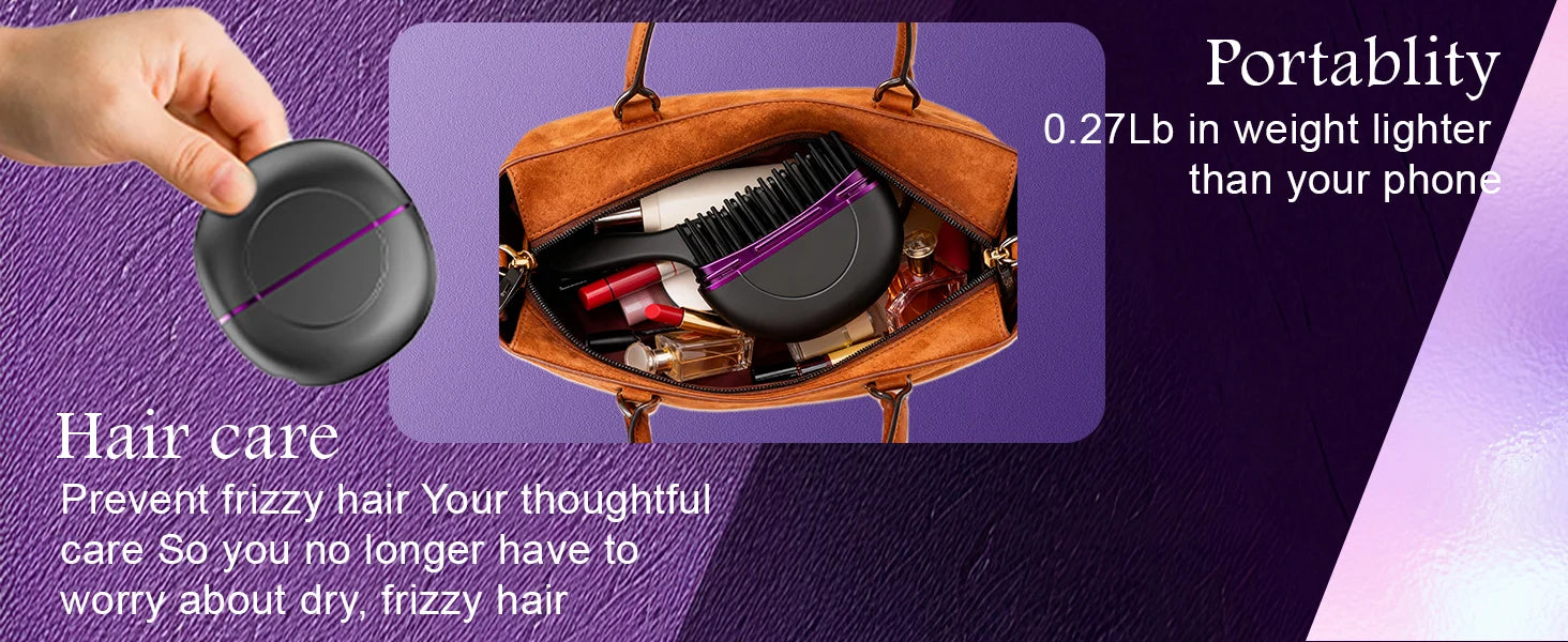 Mini-Glätteisen Wiederaufladbare Tragbare Haarglätterbürste Wiederaufladbar Schnelle Erwärmung Heiß Tragbar Reise für Damen