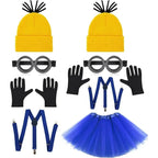 Verkleidungskostüm Lustiges Halloween Kostüm Zubehör für Erwachsene, Schutzbrille/Gelbe Mütze/Handschuhe für Herren Damen Cosplay Party Set