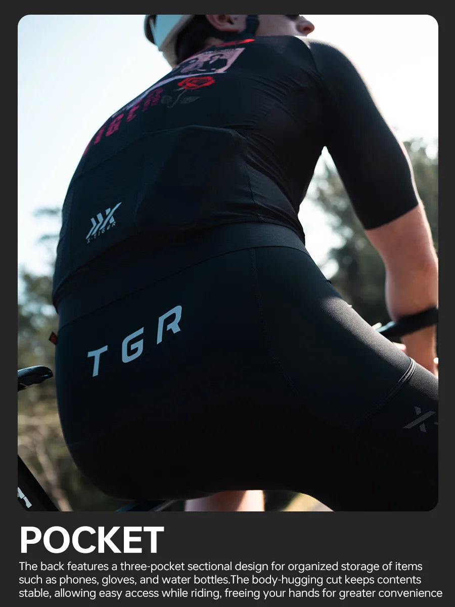 X-TIGER GALE SERIES Herren Radtrikot Kurzarm Slim Fit Rock Punk Style Atmungsaktives Trikot für Mountainbike und Rennrad