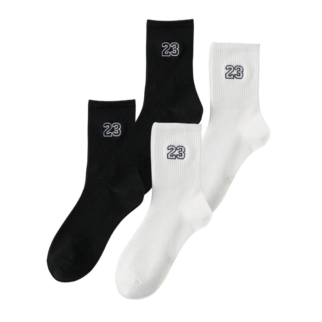 Herren-Crew-Socken, klassisch, Design mit Nummer 23, bequem, atmungsaktiv, feuchtigkeitsableitend