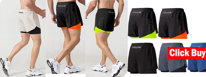 Neue Herren Laufshorts Gym Sportshorts 2 in 1 Schnelltrocknende Workout Trainings Gym Fitness Jogging Short Pants Sommer Herren Shorts