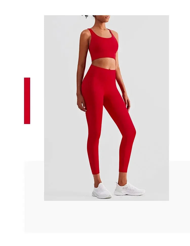 2-teiliger Yoga-Anzug für Damen Trainingsanzug Sportkleidung Pilates Fitness-Anzug Gym Workout Push-up Kleidung Sport-BH Leggings-Anzug