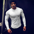 Einfache Frühling Herren Training Sport T-Shirts Schnelltrocknend Eng Anliegend Langarm Kompressionsshirt Sportbekleidung Fitness-Shirts