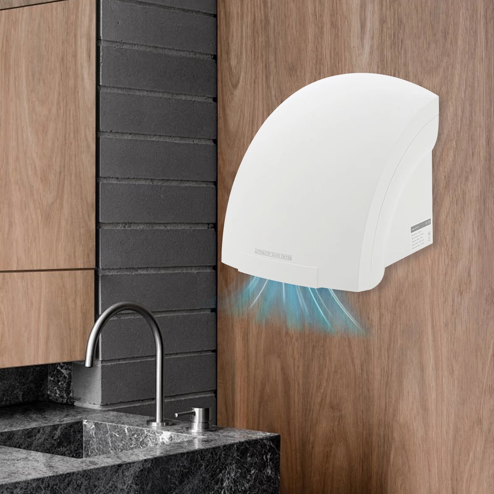 Elektrischer Infrarot-Sensor-Händetrockner 1200W Hohe Effizienz Automatischer Kompakter Warmluft-Händetrockner für Heim-, Toiletten- und Bürobereich