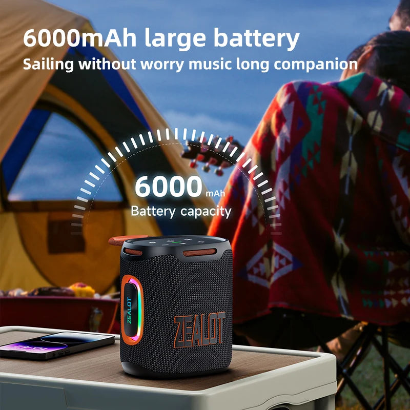 S122 25W Kabelloser Bluetooth-Lautsprecher Outdoor Tragbarer Mini Wasserdichter Lautsprecher mit Licht 6000mAh Akku Bass Boost für Outdoor
