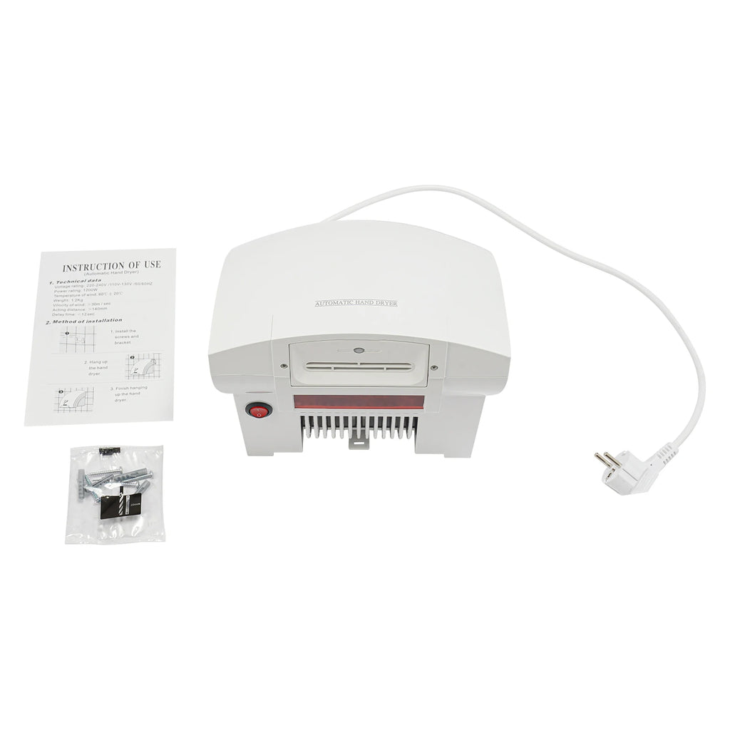 Electric Hand Dryer, Commercial Compact Air Hand Dryer, Automatic Hand Air Dryer  White 220-240V