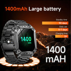 2026 TANK Neue 1400mAh Militär GPS Smartwatch Herren 2.01" AMOLED-Bildschirm 10ATM Wasserdichte Uhr SOS Anruf Taschenlampe Smartwatch iOS