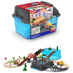 55tlg/Set Holzeisenbahn Gleis-Set Elektrischer Zug Magnetisches Auto Druckguss-Slot Passend für alle Marken Birke Holzschienen-Montagespielzeug Jungen-Geschenk
