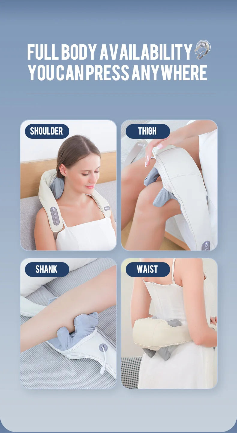 Foreverlily 26W Bürstenloser Motor Nacken- und Schultermassagegerät Kabelloses Nacken- und Rückenmassage-Schal Nackenmassager