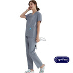 V-Ausschnitt Medizinische Uniform Sets für Damen Dreieckiger Ring Melange Schmale Stilloutfits Zahnärztliche Krankenhaus Arbeitsanzüge 202