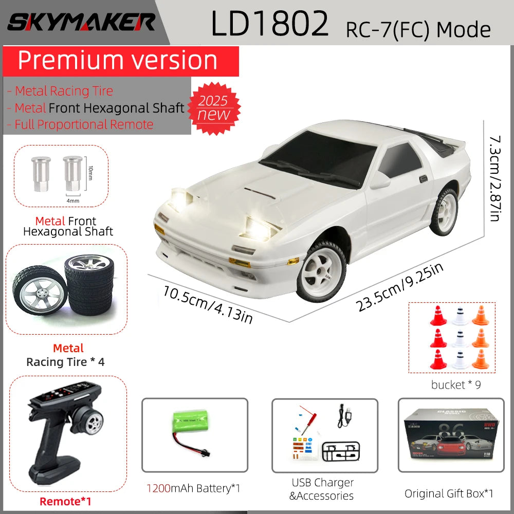 Skymaker AE86 Modell LD1801 RX-7 FC LD1802 1:18 RC Drift Car 1/18 2.4G Fernbedienung ESP Gyroskop LED Mini RC Rennwagen Spielzeug