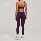 Damen Yoga Jumpsuits Sport Fitness Einteiler Schönheits-Rückengurt Tasche Hüfthebend Slim Fit Laufen Workout Training Bodysuit