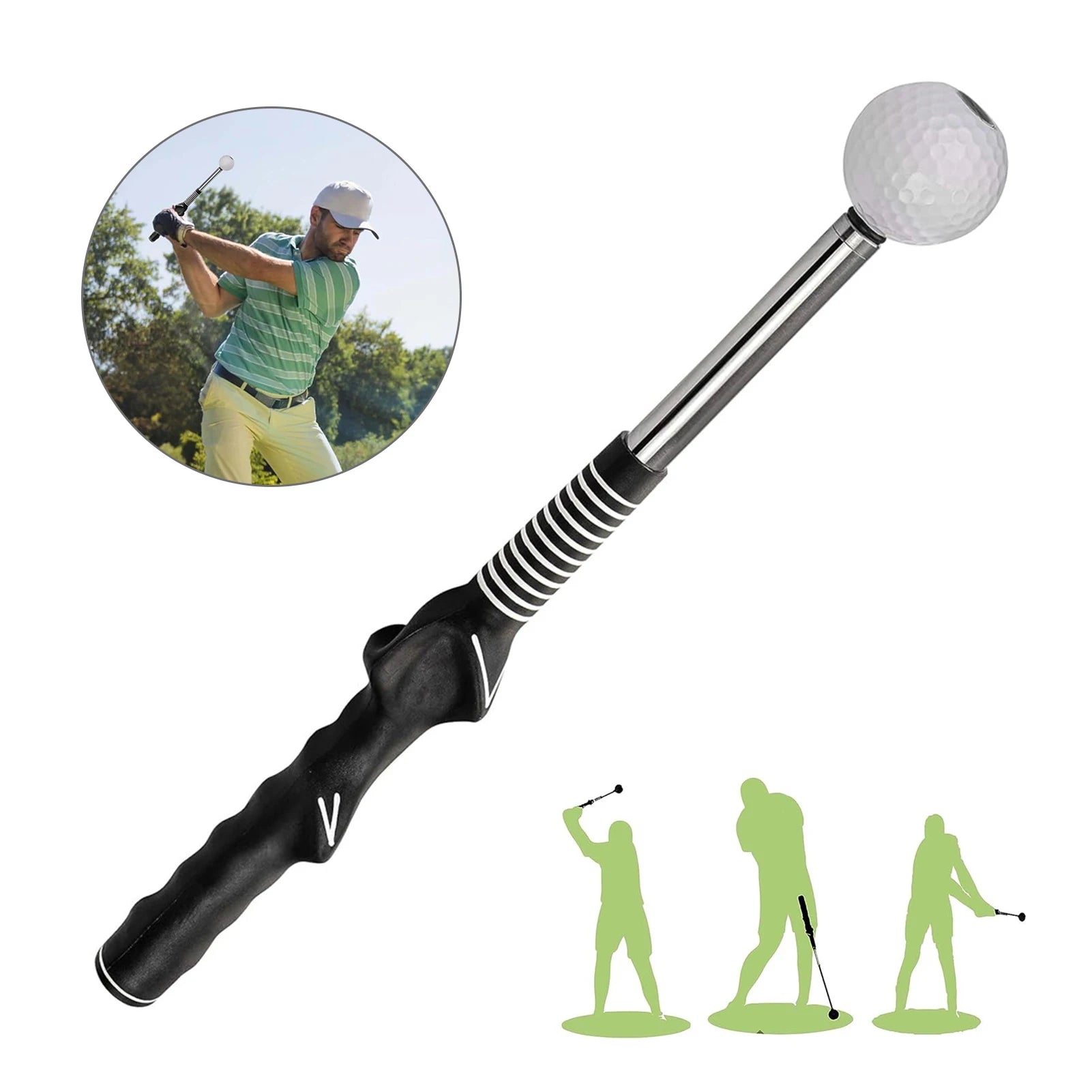 Einziehbarer Golfschwung-Trainingshelfer Rhythmus-Klick-Sound Golfgriff-Trainer-Aufsatz für das Indoor-Training Golfzubehör Zweitbild