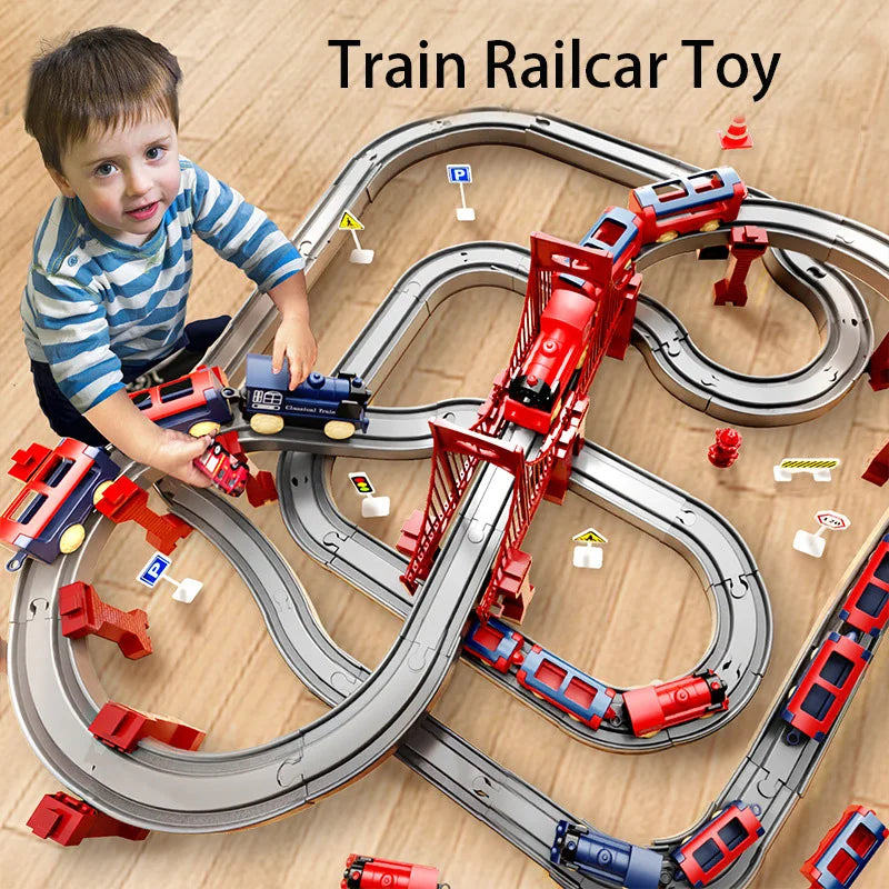 44 Teile/Set Elektrische Eisenbahn Schienensets Zusammenbau Schienenwagen Spielzeug Junge Pädagogisches Simulationsmodell Weihnachts-Geburtstagsgeschenk