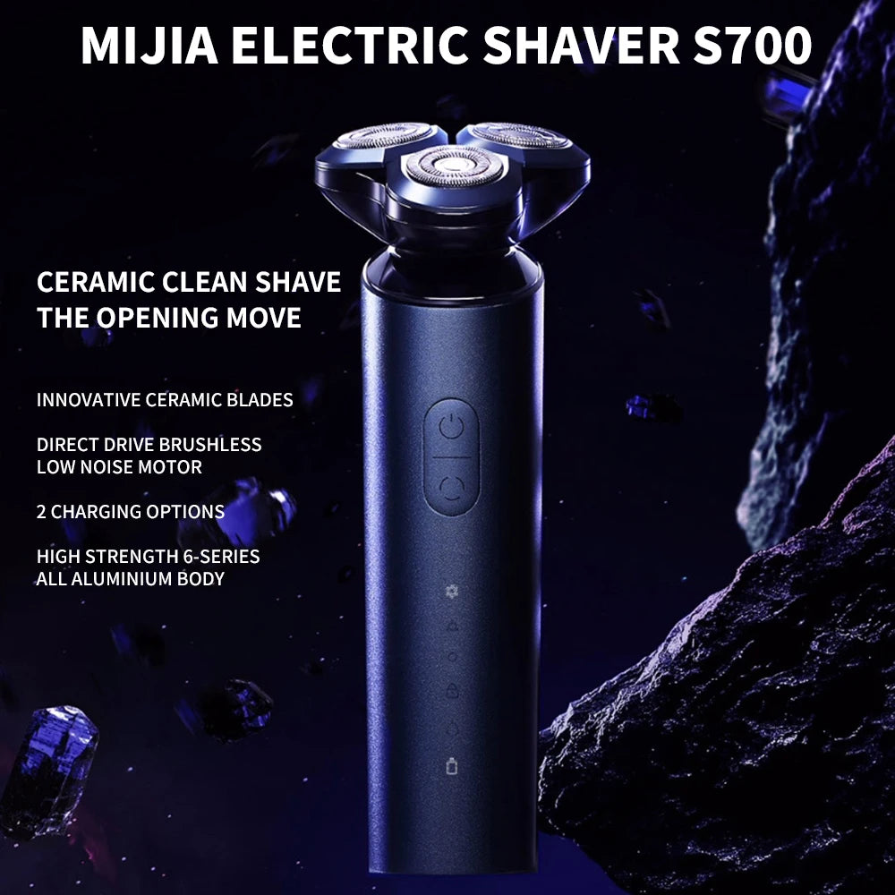Neuer MIJIA Elektrorasierer S700 Tragbarer Flex-Rasierer 3 Köpfe Rasur IPX7 Wasserdicht Waschbarer Barttrimmer Trimmer Schneidegerät 30 Tage