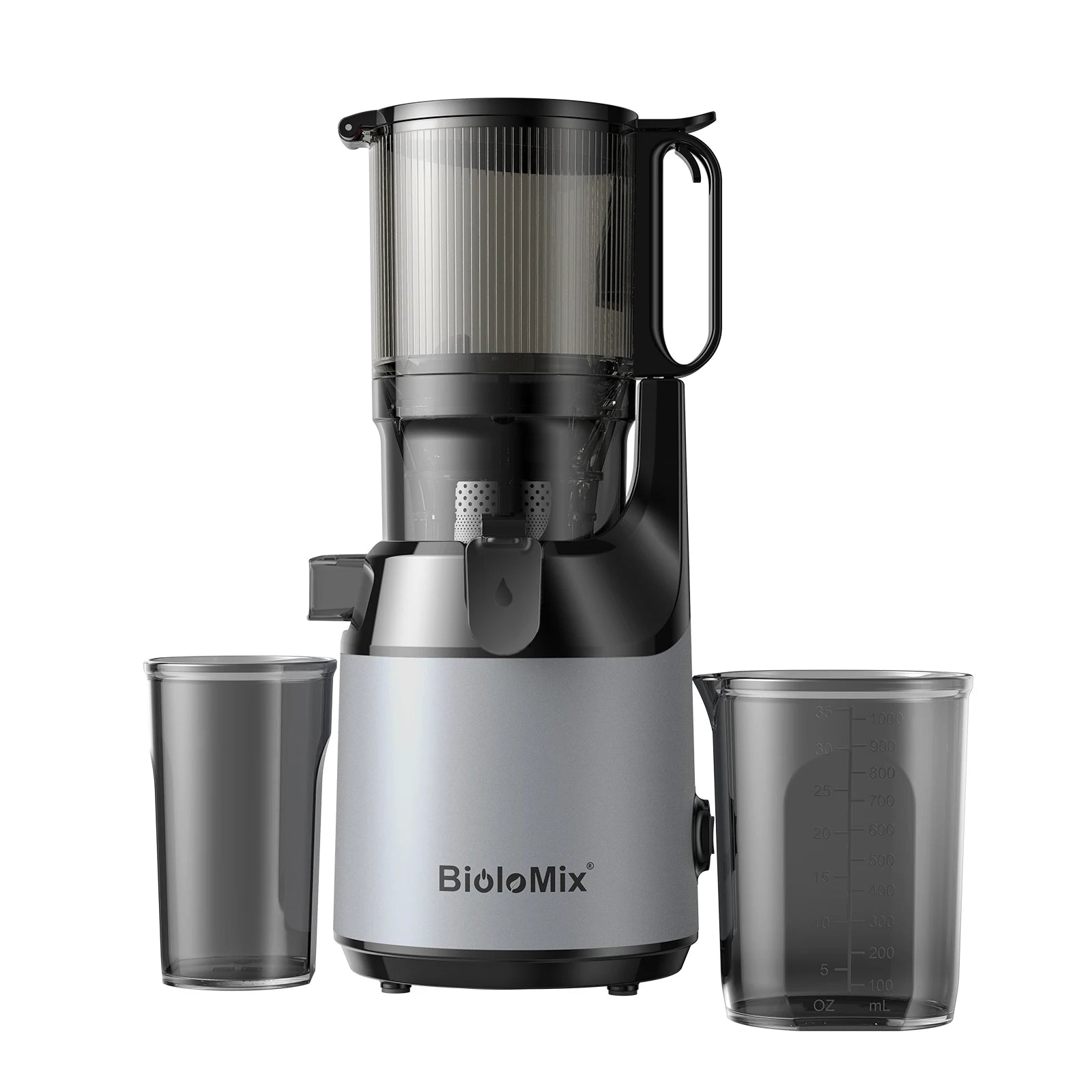 BioloMix Kaltpress-Entsafter, mit 130 mm Einfüllschacht, für ganze Früchte und Gemüse, hohe Saftausbeute, BPA-freier Slow Masticating Juicer