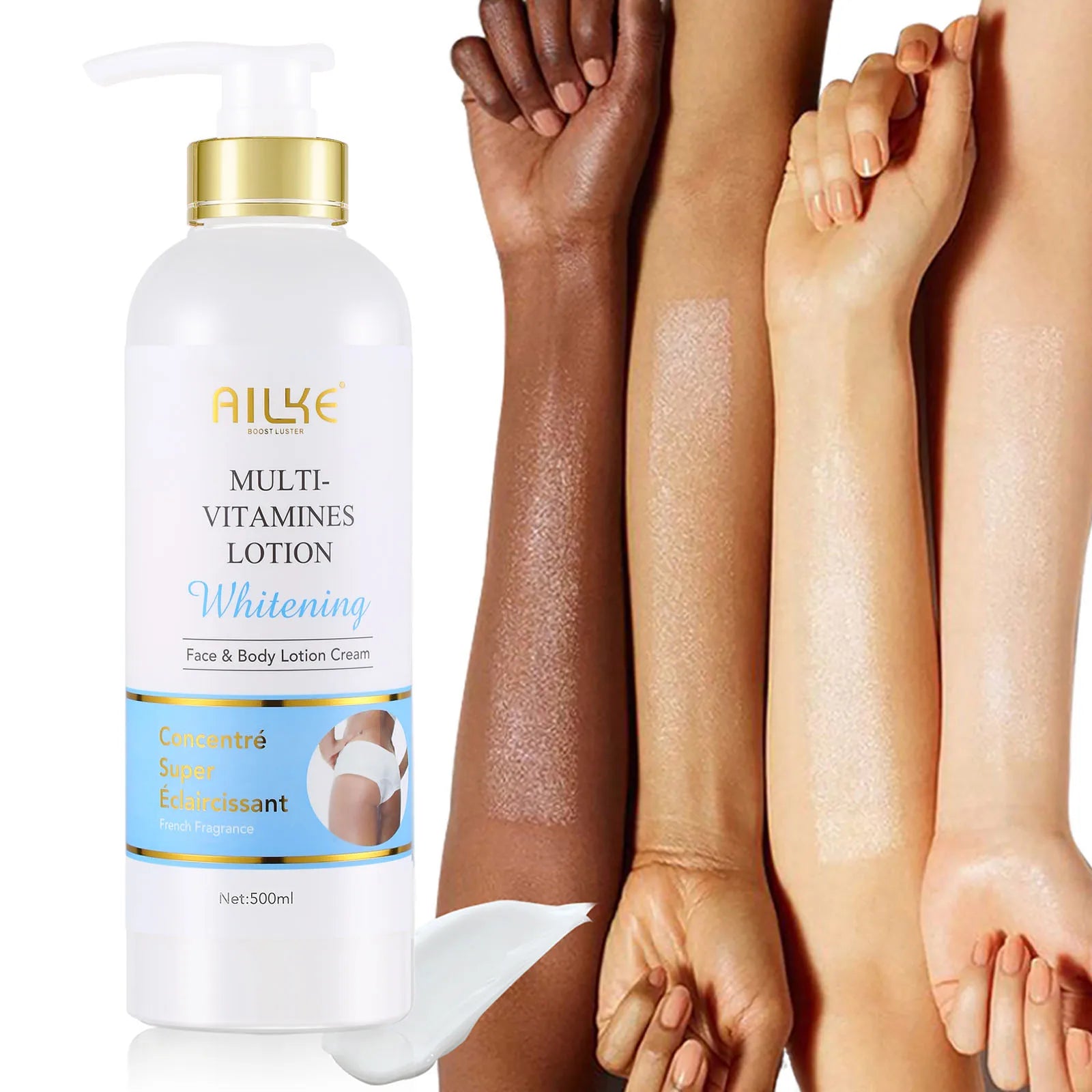 AILKE Multi Vitamin aufhellende Körperlotion mit den Vitaminen A, E, B3, B5, erhöht die Ausstrahlung der Haut, gleicht den Hautton aus, Feuchtigkeitscreme Hauptbild