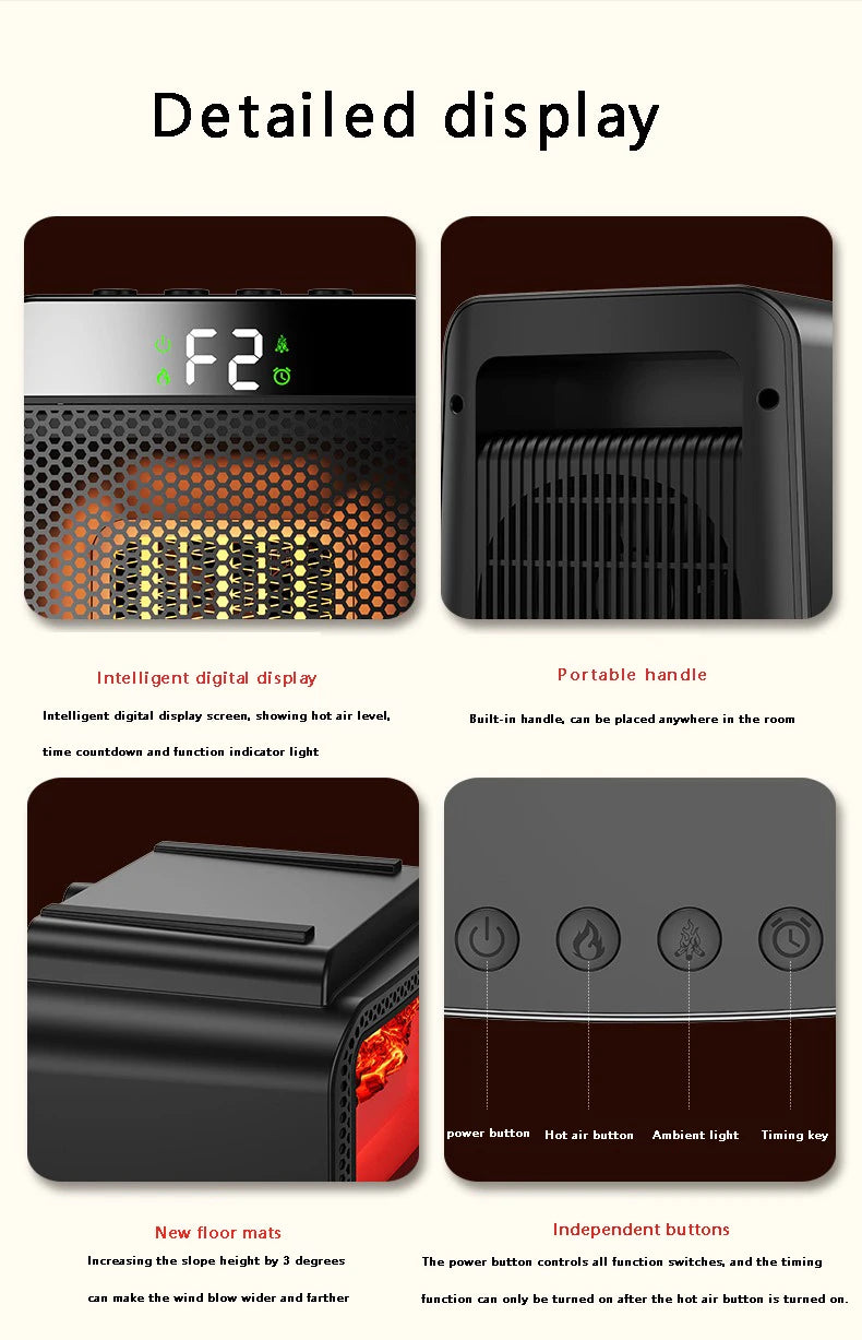 Tragbarer elektrischer Heizlüfter Tragbarer Desktop 1000W PTC Heizlüfter Warmluftgebläse für Haushalt Büro Mini Heizgerät