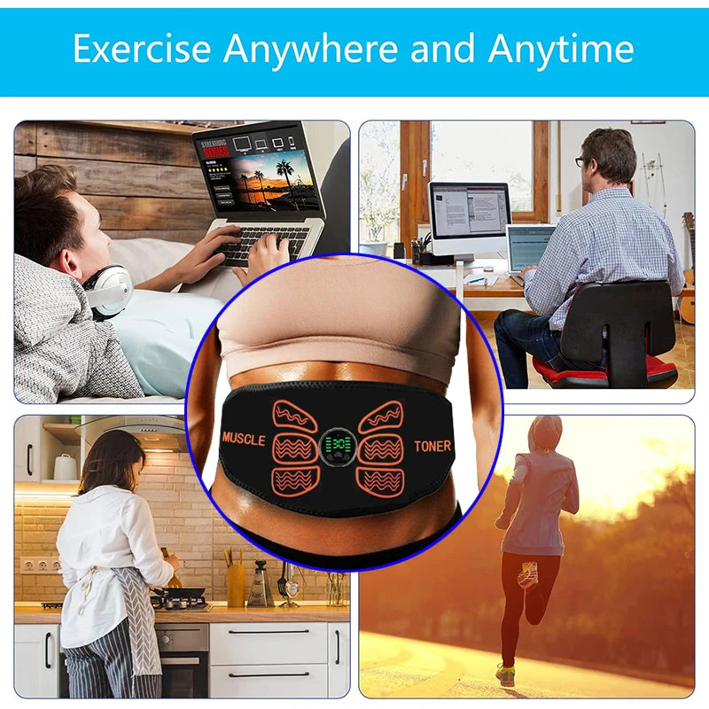 Bauchmuskelstimulator, Gewichtsgürtel, Bauchstraffungsgürtel, Muskeltrainer, Rücken-Taillen-Heimfitness, Schlankheitsmassagegerät, USB wiederaufladbar