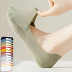 5 Paar Damen Socken Atmungsaktive Unsichtbare Silikon Anti-Rutsch Einfarbige Bootssocken Bequeme Hochwertige No-Show Socken Ultra-dünn