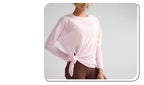 Mode Damen Atmungsaktive Lockere Schnelltrocknende Langarm Yoga Shirts Schlankmachende Seitenschlitze Freizeit Laufen Fitness Radfahren Oberteile